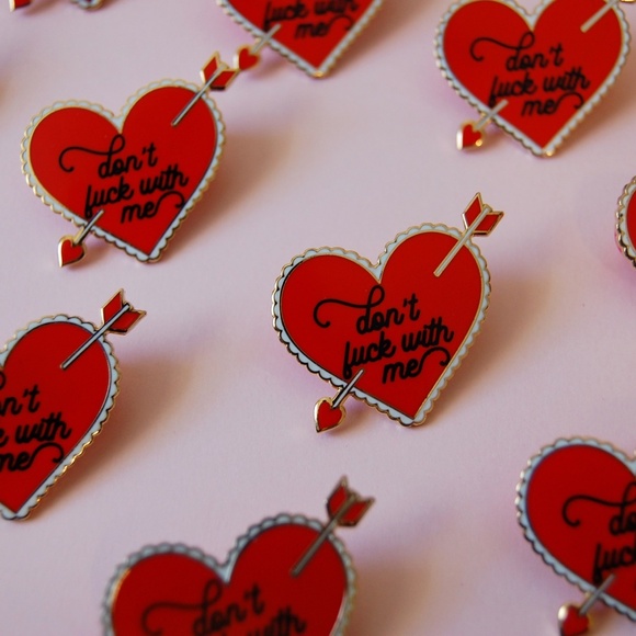 Don't F*ck with Me red heart cupids bow Enamel Pin - Picture 4 of 7